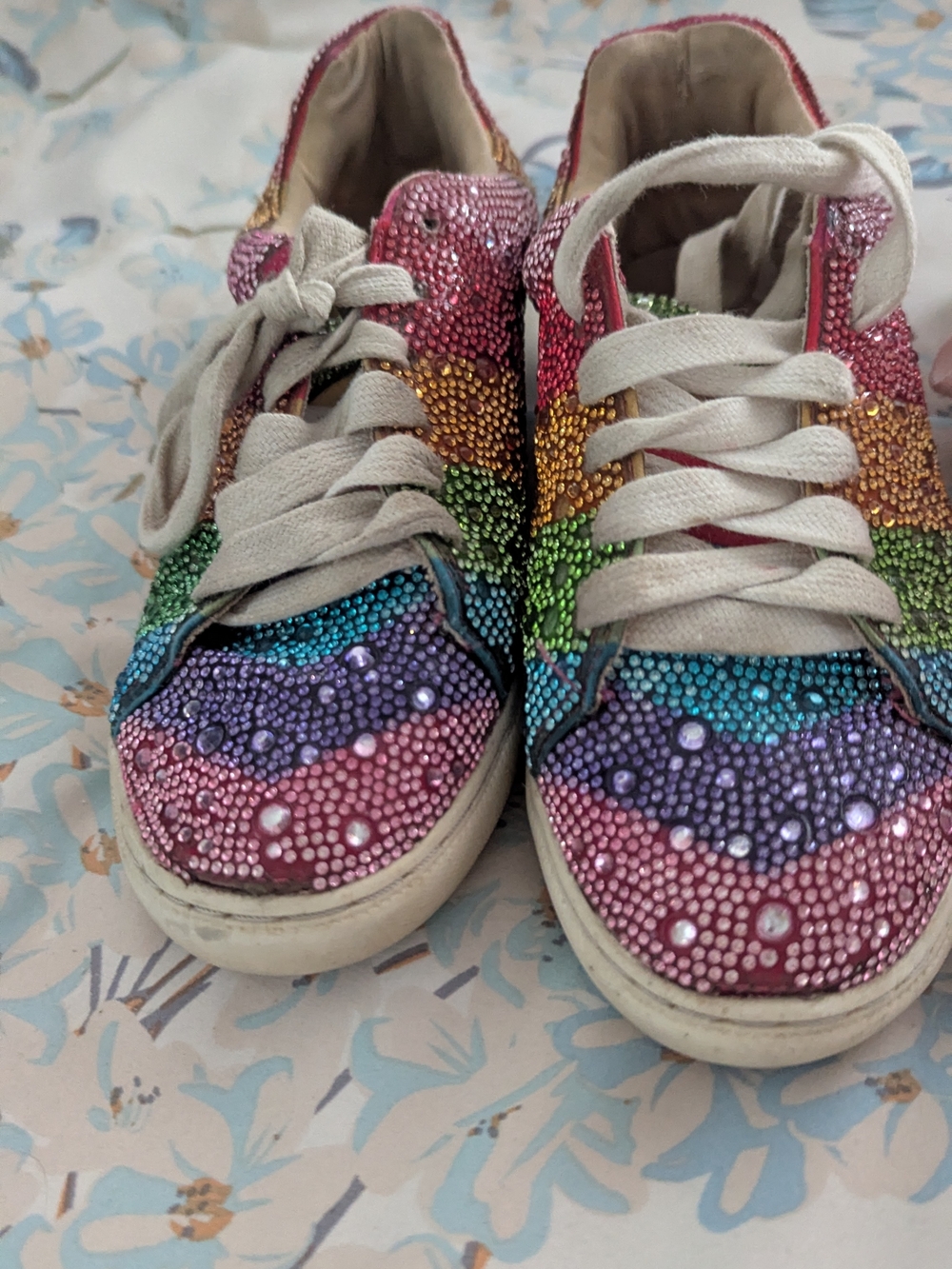Betsey Johnson Kids Rainbow Crystal Embellished Sneakers